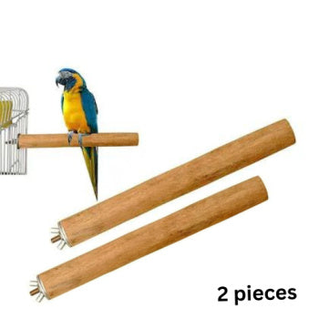 2 Pieces Natural Wood Bird Perch Stand 10 Inch for Cage Bird. Wooden Stick