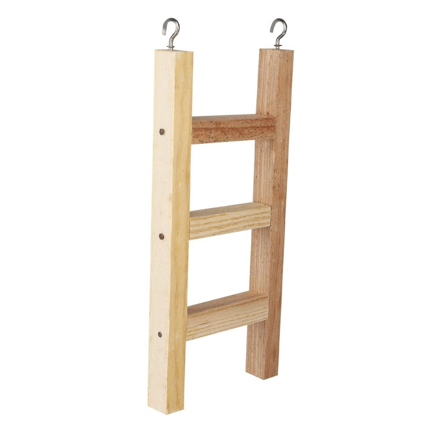 Natural Wooden Ladder Toy for Training, with Hooks, Designed for Birds, Parrot, Budgies and Other Small, Medium Birds Size: W 12.5 X H 31 cm