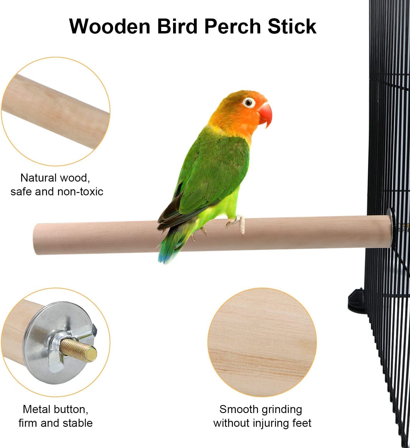 Pure Neem 🌿 2 Pieces Natural Wooden Stick Bird Perch Stand for All Birds 10 inch Length