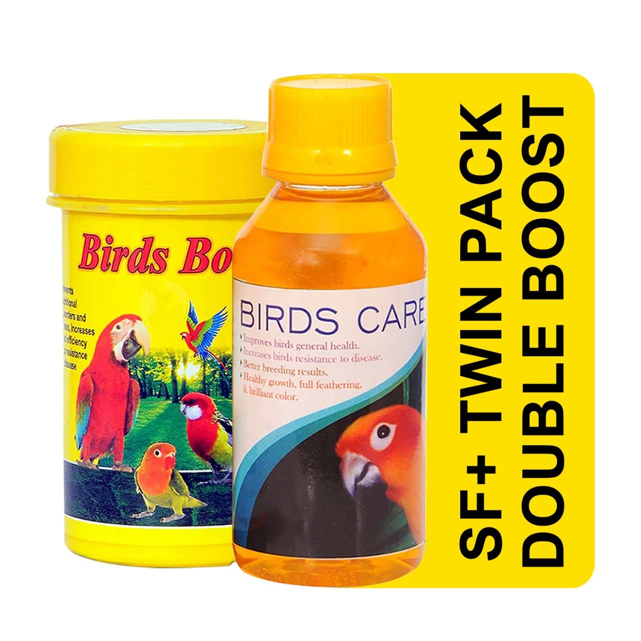 SF+ Twin Pack Bird Booster(50gm) + Bird Care (60ml),Healthy Supplement Fortified With Vitamins For Energy, Growth, Production of Haemoglobin, Balanc