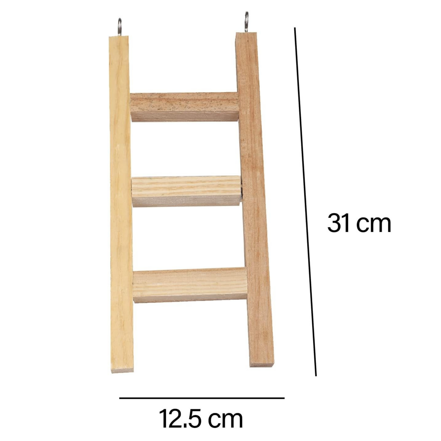 Natural Wooden Ladder Toy for Training, with Hooks, Designed for Birds, Parrot, Budgies and Other Small, Medium Birds Size: W 12.5 X H 31 cm