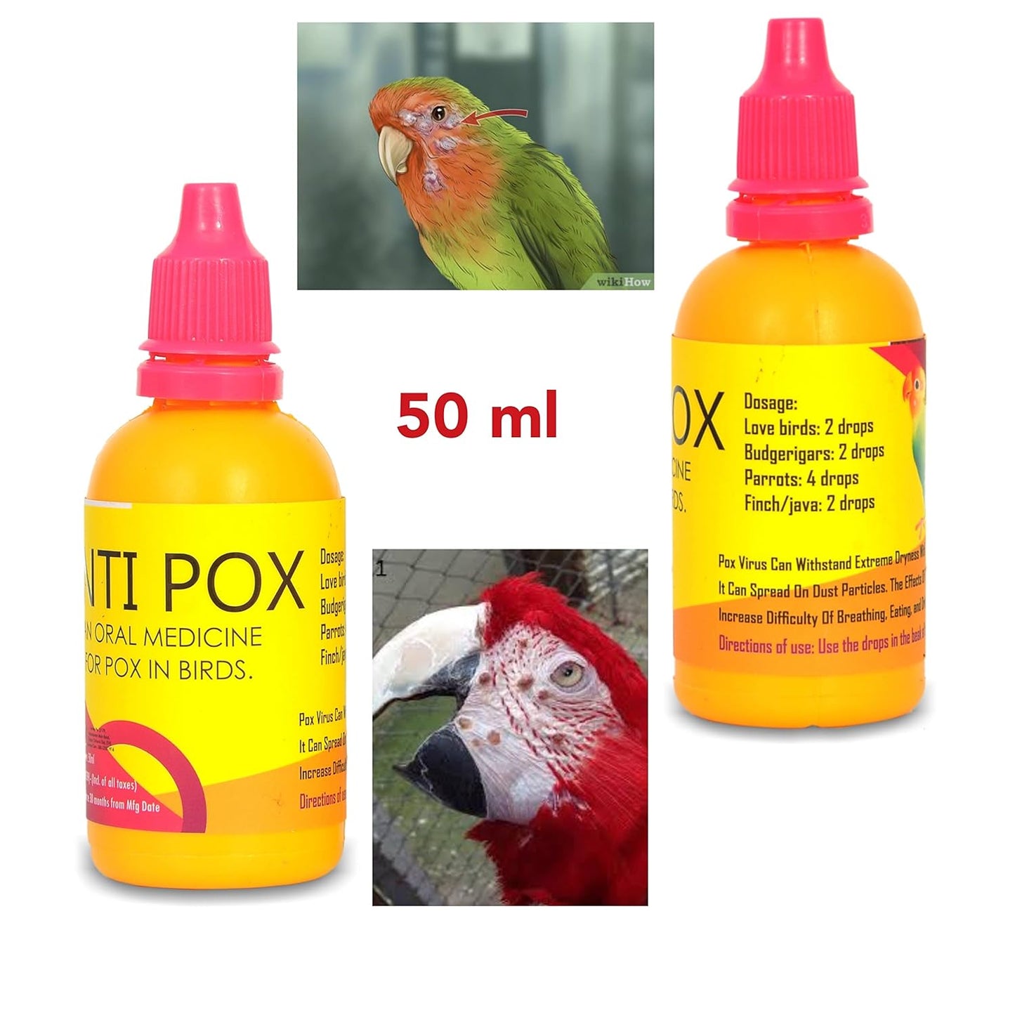 For Eye Infection, STAR FARMS Birds Eye Care, Anti-Pox Health Supplements - (50 ml Each), Combo Pack of 2 / AN ORAL MEDICINE FOR POX IN BIRDS / DEAL AND EYE DROP