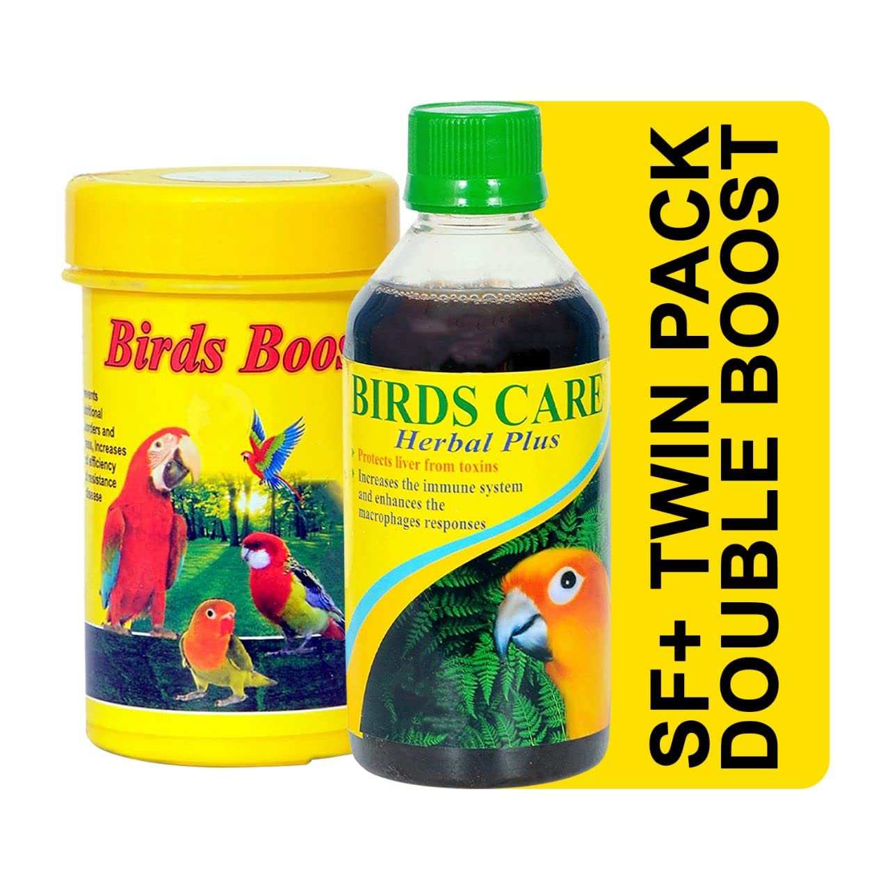 SF+ Bird Booster, Birds Care Health Supplements for Weight Loss Problem and Bone Sharp Problem (Bird Booster 50gm + Herbal Bird Care 100ml