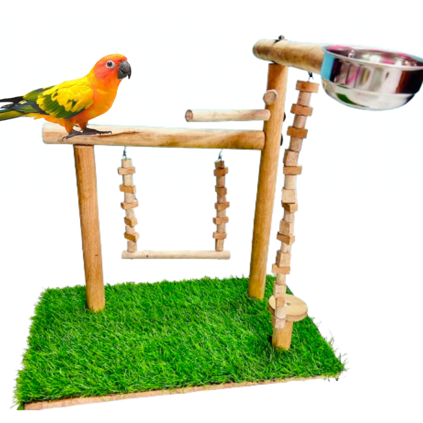 Tame Bird Playing Toy 100% Neem Wood. Wooden Toys For Conure, Amazon, African Grey, Macaw and Other Birds