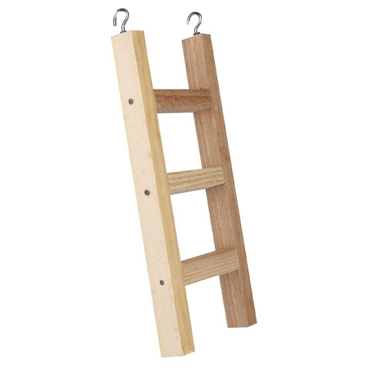 Natural Wooden Ladder Toy for Training, with Hooks, Designed for Birds, Parrot, Budgies and Other Small, Medium Birds Size: W 12.5 X H 31 cm