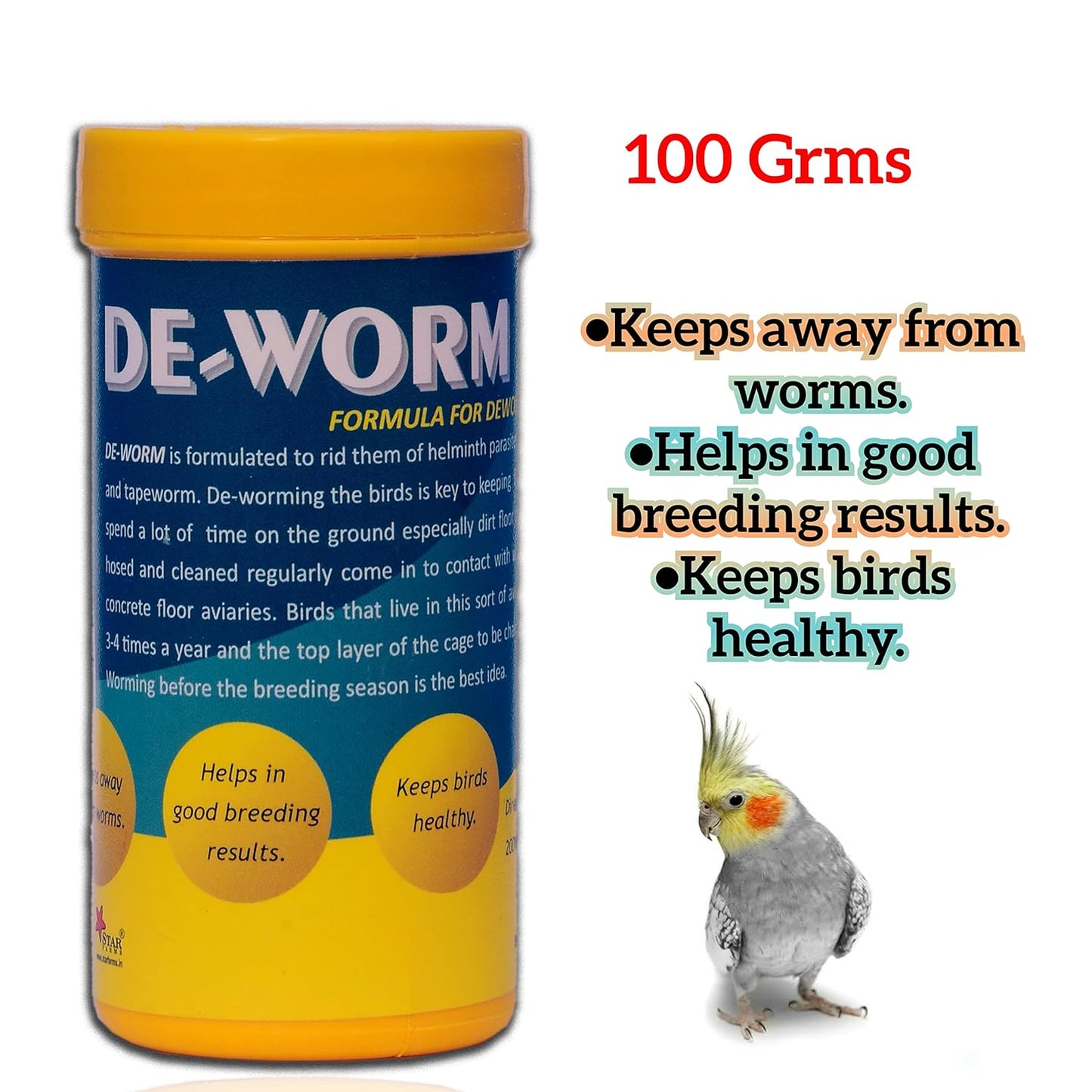 STAR FARMS De-Worm Pet Birds Health Supplements with Unique Formula for Deworming The Birds - 100 g/Helps in Good Breeding Results, Birds Healthy