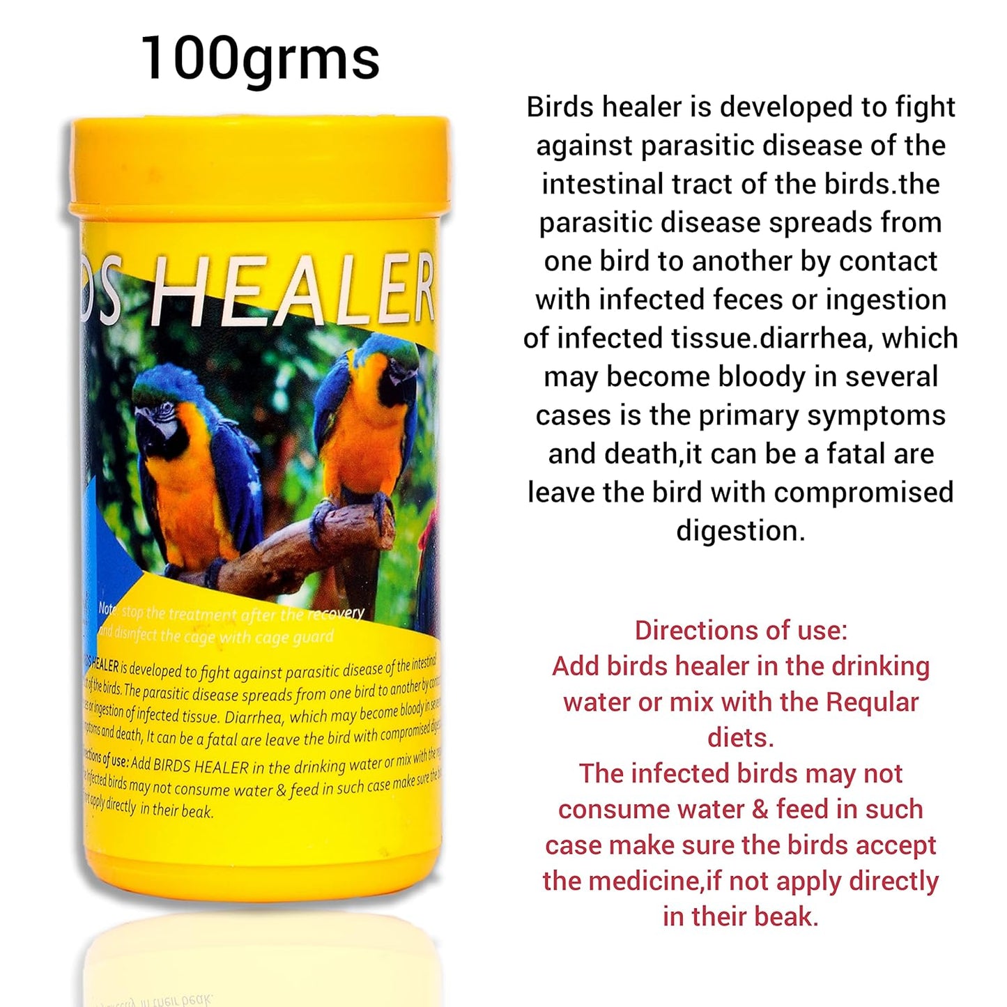 STAR FARMS Birds Healer Health Supplements for Pet Birds - 100g / Parasitic Disease, Diarrhea, Sukkha, Weight Loss, Cheats Bone Sharp, Liver Problem