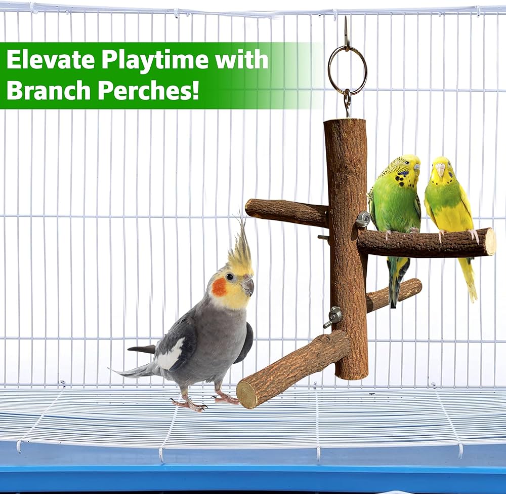 4-Perch Hanging Toy Stand for Parakeets, Budgies, Lovebirds, Cockatiels, and Conures – Ideal Bird Perch Playstand ( 1 Piece )