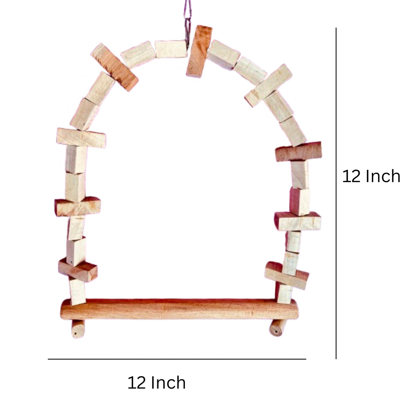 12x12 Inch Wooden Decorative Swing Toy for African Grey, Cockatoos, Amazon, and Other Birds