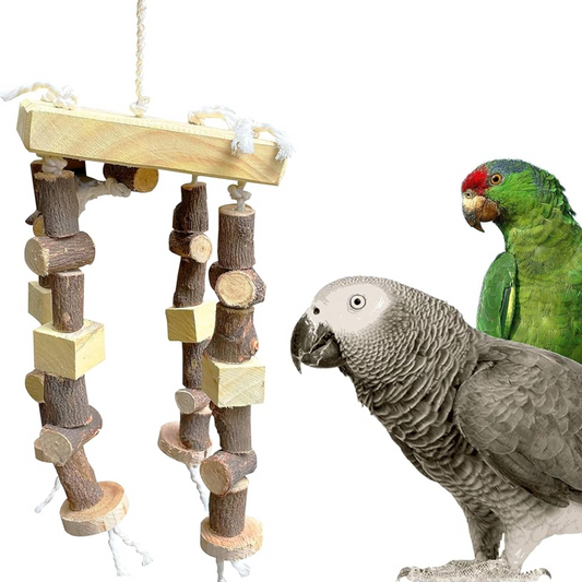 6x12 Inch Safe-Chew Neem Wood Hanging Jhumar Bird Toy for Chewing & Playing - Ideal for Conure, African Grey, Amazon, and Macaw (Piece of 1)