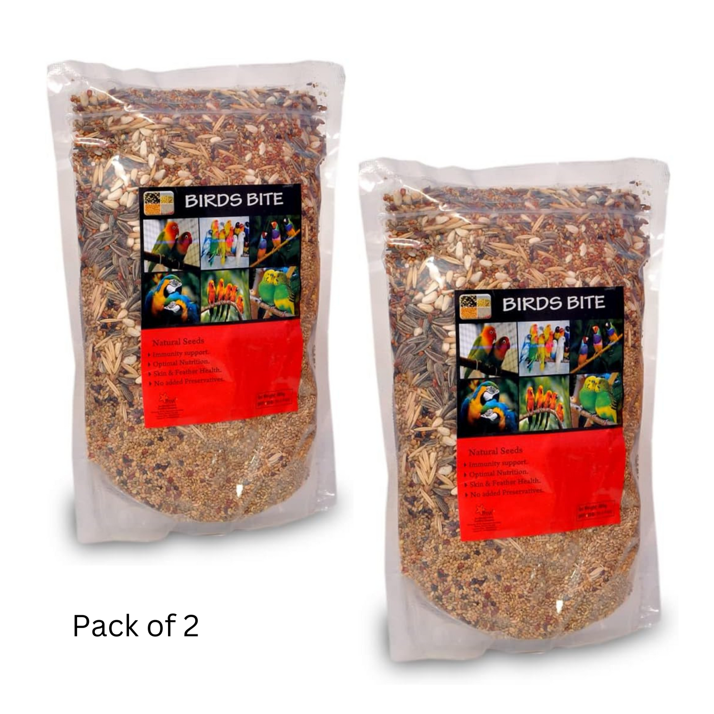 Pack of 2 STAR FARMS Birds Bite Seed Mix for All Birds 1.6 Kg / Suitable for Conures, Cocktails, Budgies, Fiches, Sun Conures, Macaws, African Grey Parrots