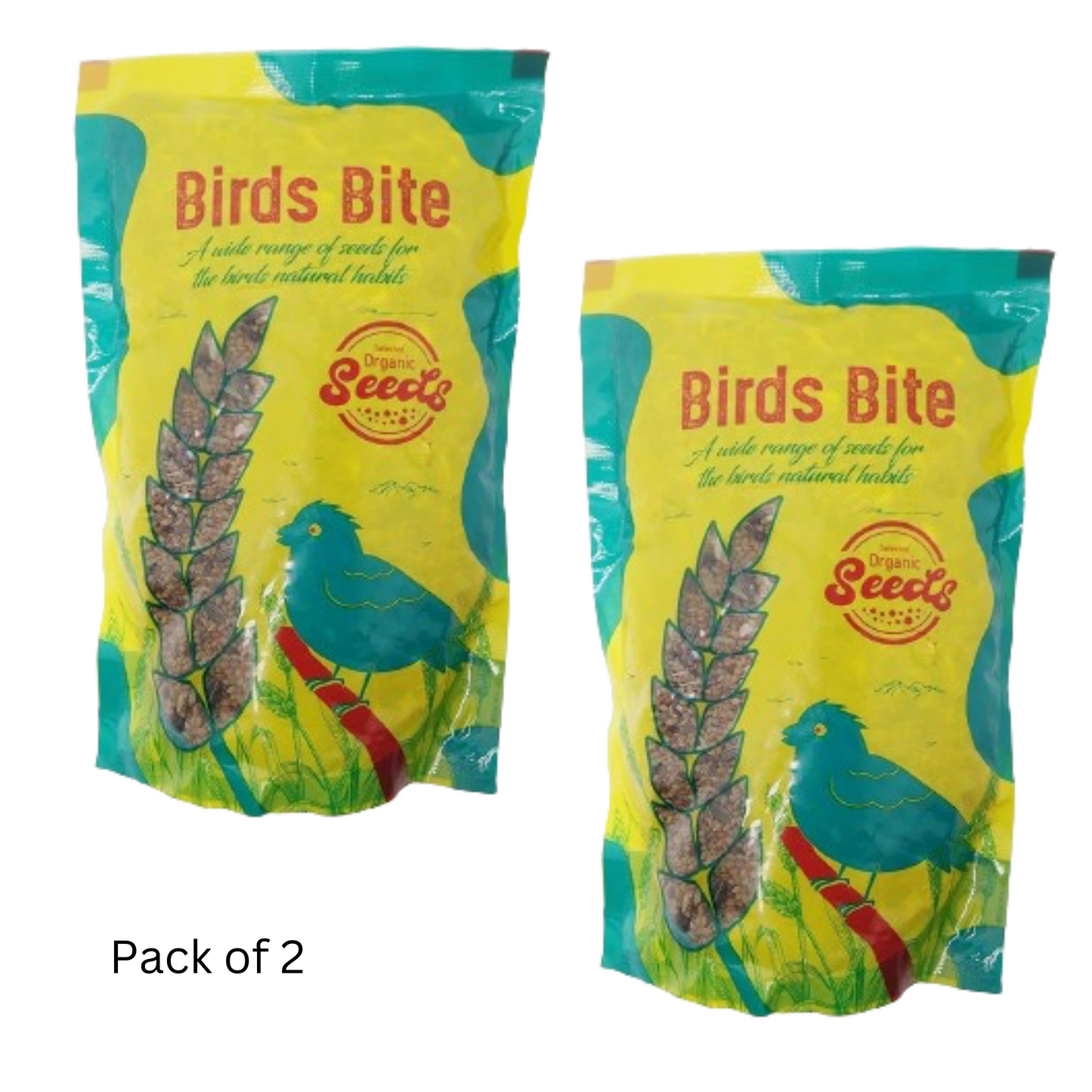 Pack of 2 Birds Food Organic Seed Mix for Cocktails/Fiches/Budgies/African/Love Birds/Conures Grey Parrot (800g)