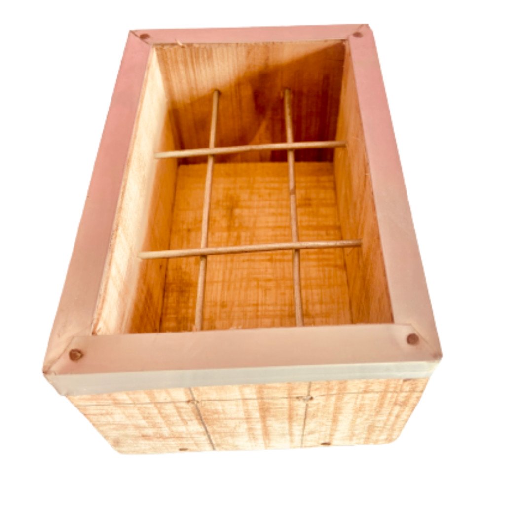 Wooden seed feeder with net for birds. no wastage of seed