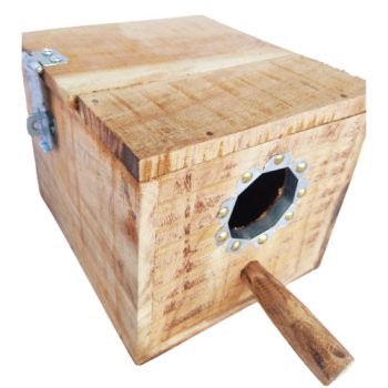 Wooden Breeding Box for Budgerigars, Java, Finches - 8 inch x 7 inch x 6.5 inch - Avian Nesting Shelter