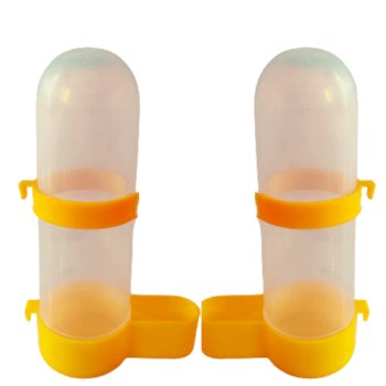 2 Pieces Bird Feeder Yellow Color Bird Water and Food Feeder Suitable for Cage Birds Like Love Birds, Finches, Cockatiels, Etc 400ML